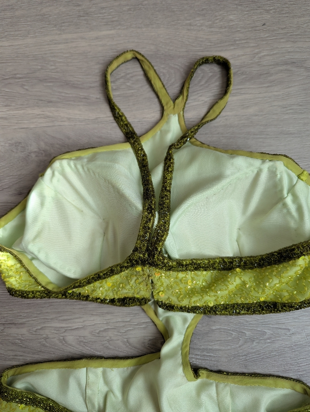 Scala Lime Green Backless Cutout Sequin Evening Gown - Picture 4 of 7